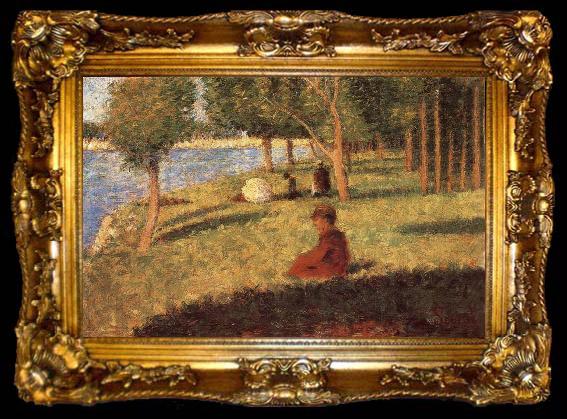 framed  Georges Seurat The Person sat on the Lawn, ta009-2